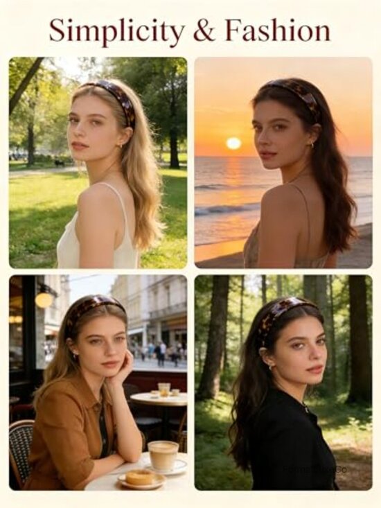Wide Tortoise Shell Headband with Teeth, Non-Slip Hairband for Women main image 4